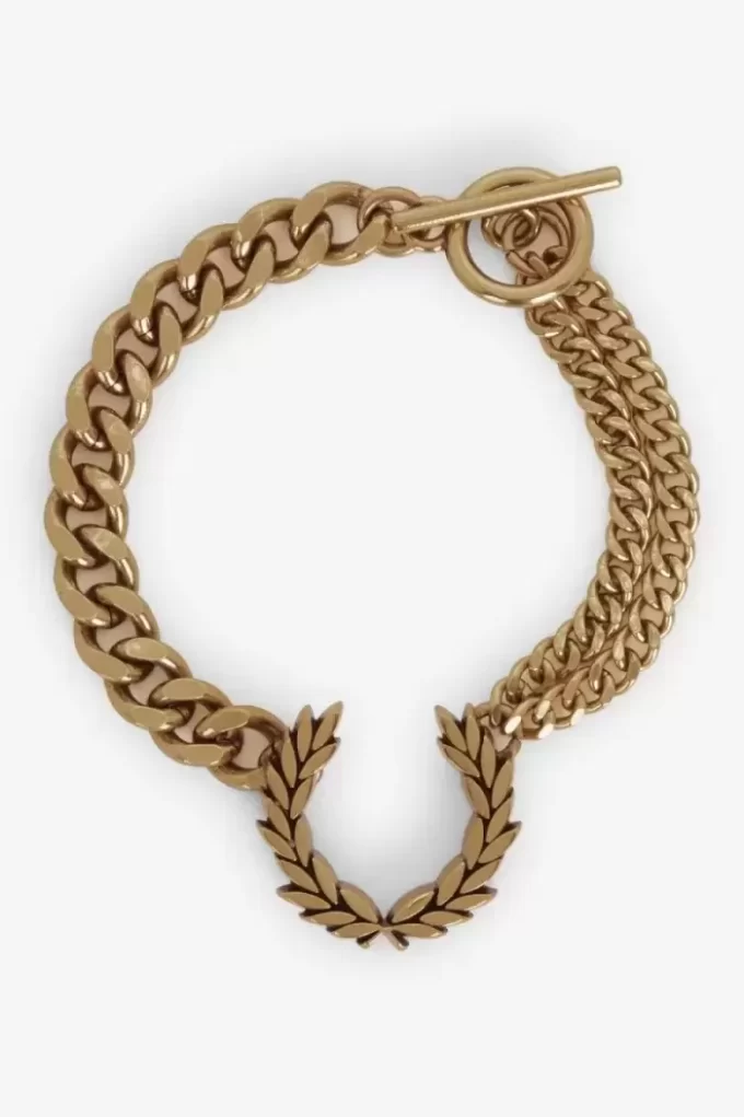 Bracelet double chaîne couronne de laurier bijoux pour femme