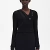 Cardigan cache-cœur en maille ajourée pour femme
