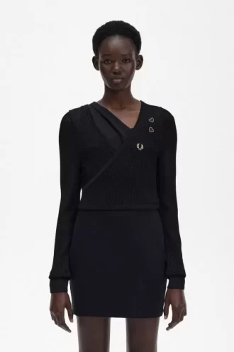 Cardigan cache-cœur en maille ajourée pour femme
