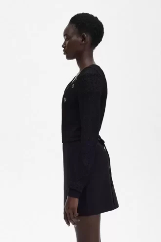 Cardigan cache-cœur en maille ajourée pour femme