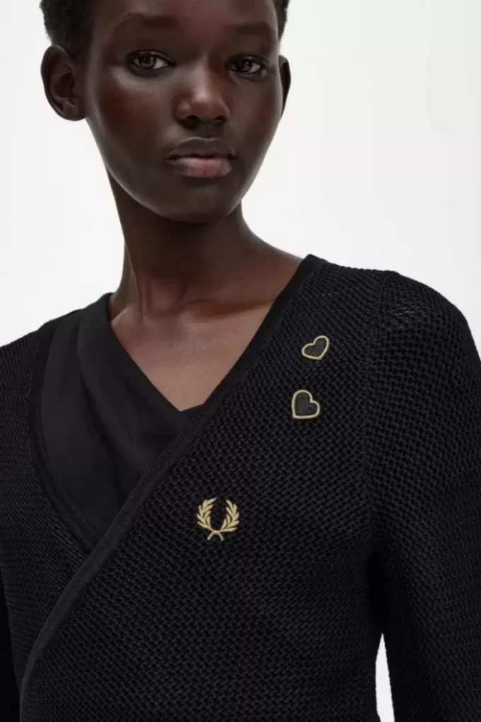 Cardigan cache-cœur en maille ajourée pour femme