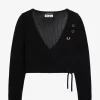 Cardigan cache-cœur en maille ajourée pour femme