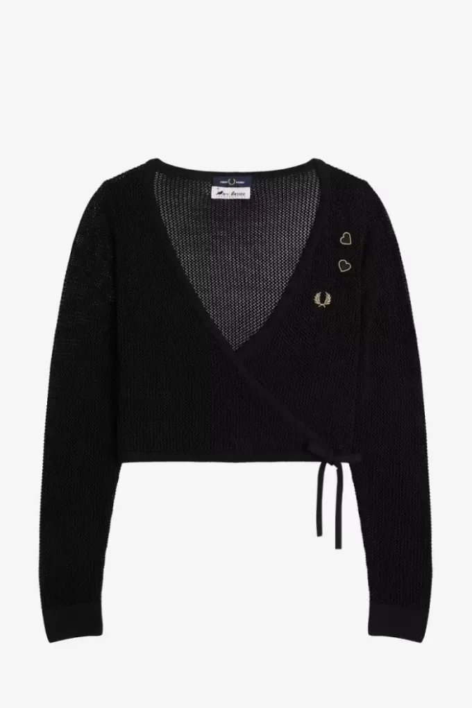 Cardigan cache-cœur en maille ajourée pour femme