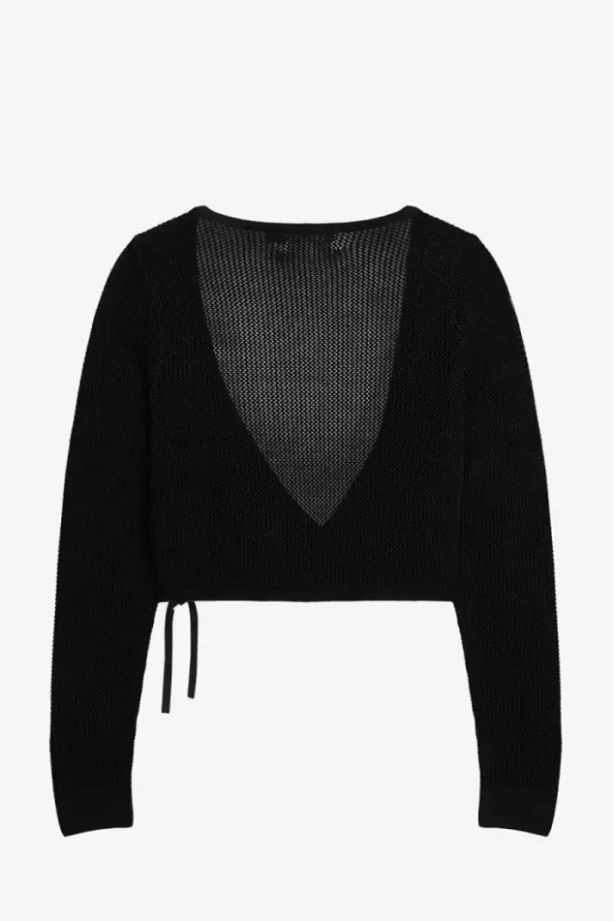 Cardigan cache-cœur en maille ajourée pour femme