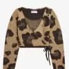 Cardigan cache-cœur léopard pour femme