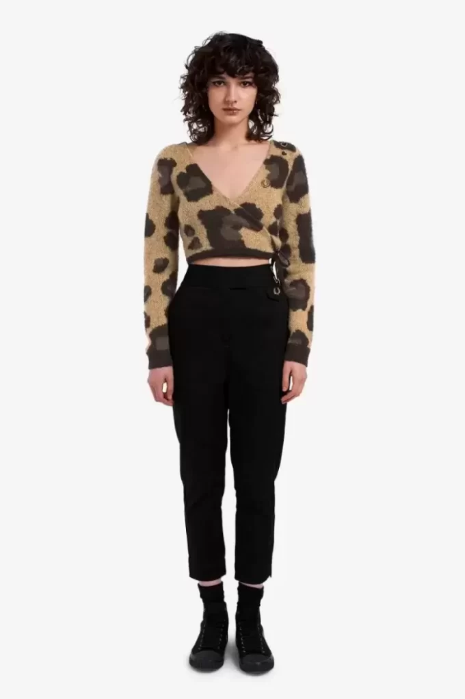 Cardigan cache-cœur léopard pour femme