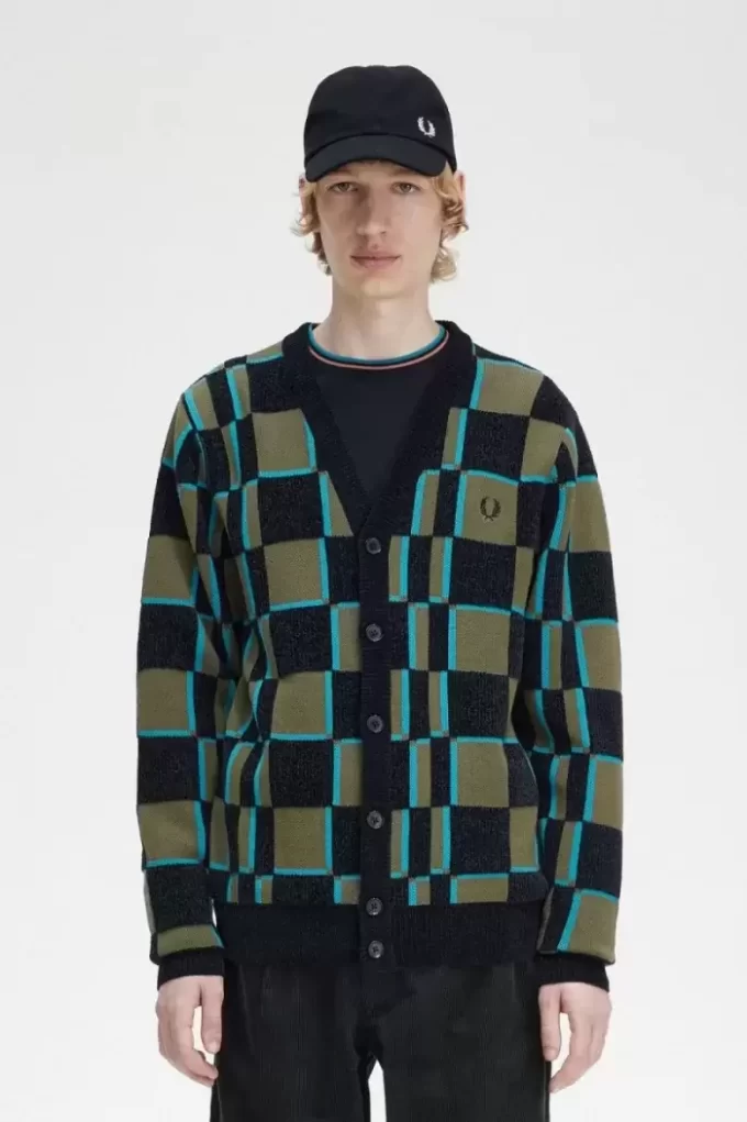 Cardigan à damier pour homme