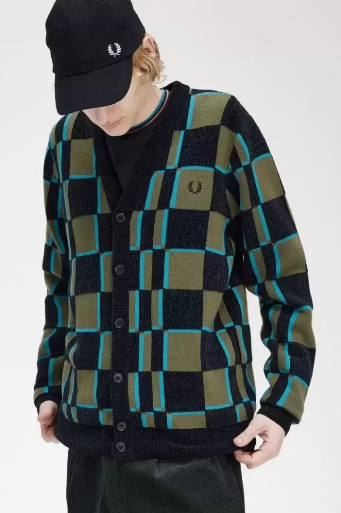 Cardigan à damier pour homme