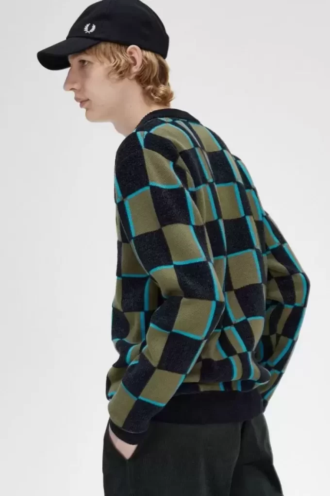 Cardigan à damier pour homme