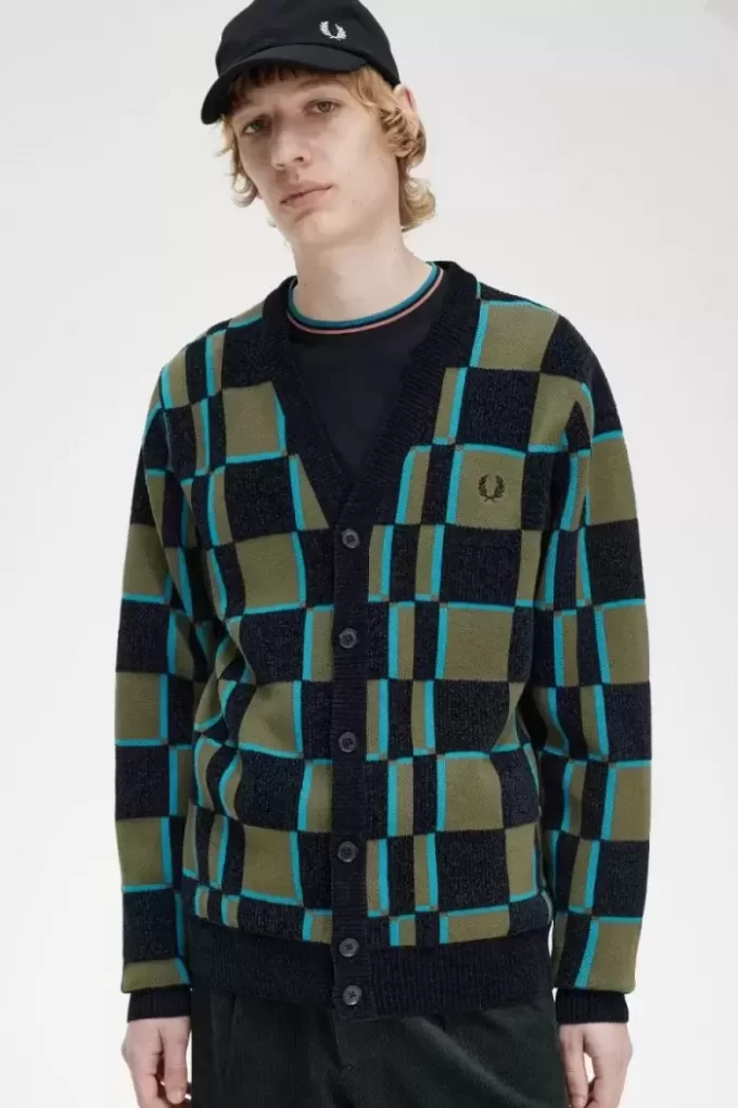 Cardigan à damier pour homme