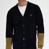 Cardigan en chenille à blocs de couleurs pour homme