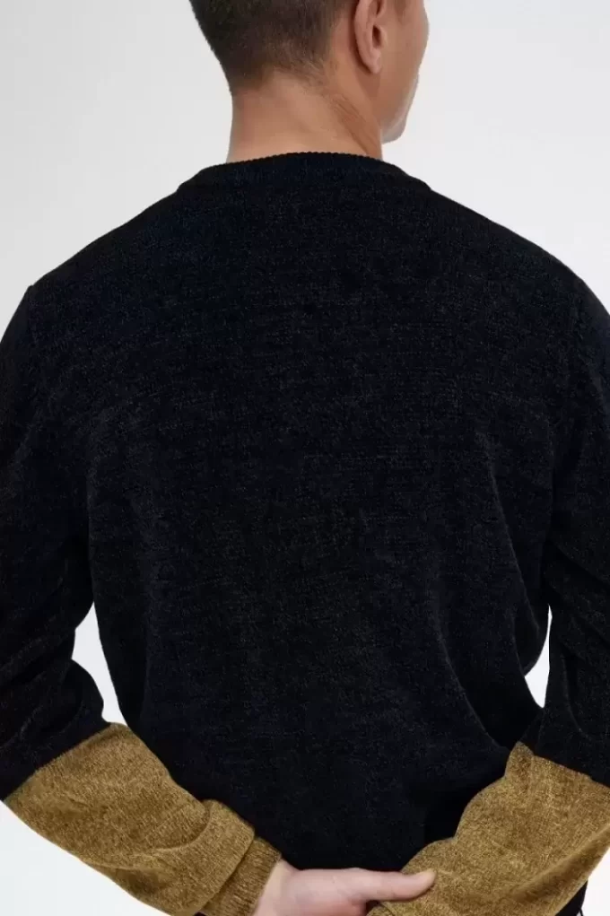 Cardigan en chenille à blocs de couleurs pour homme