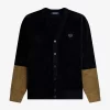 Cardigan en chenille à blocs de couleurs pour homme