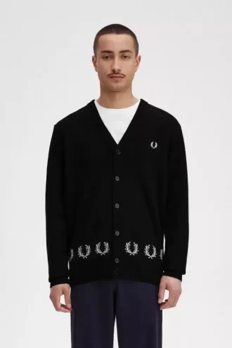 Cardigan pour homme avec bordure en couronne de laurier