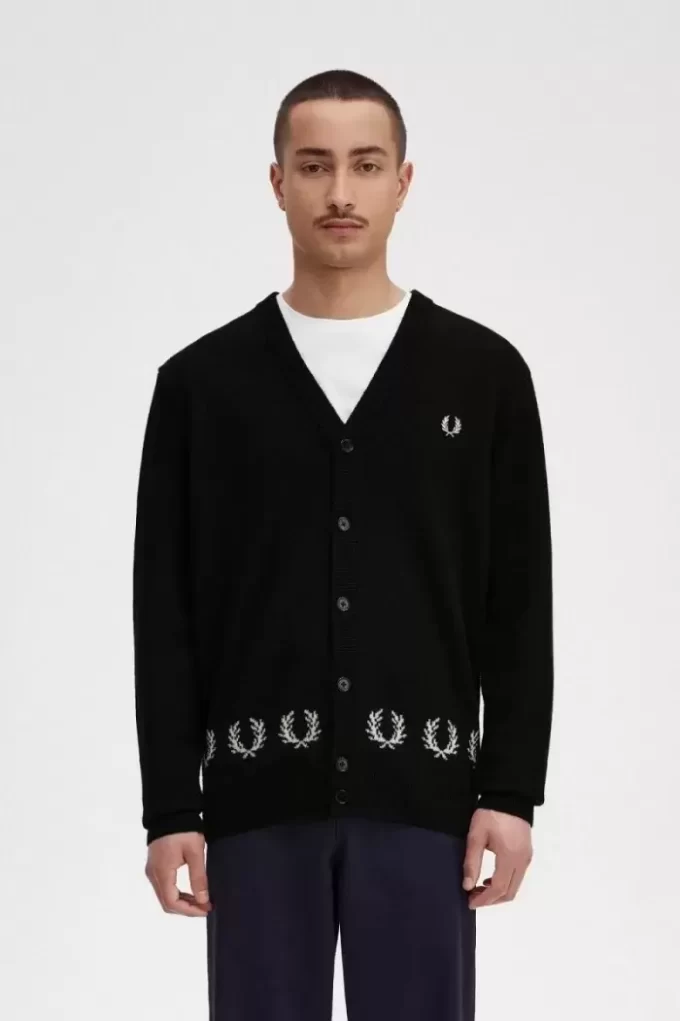 Cardigan pour homme avec bordure en couronne de laurier