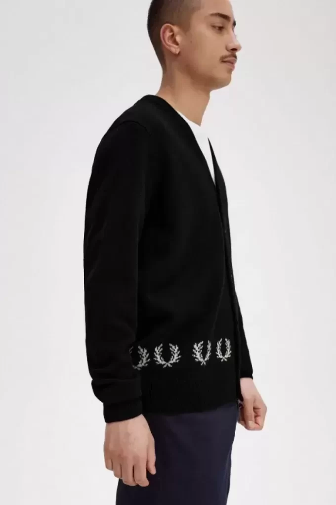 Cardigan pour homme avec bordure en couronne de laurier