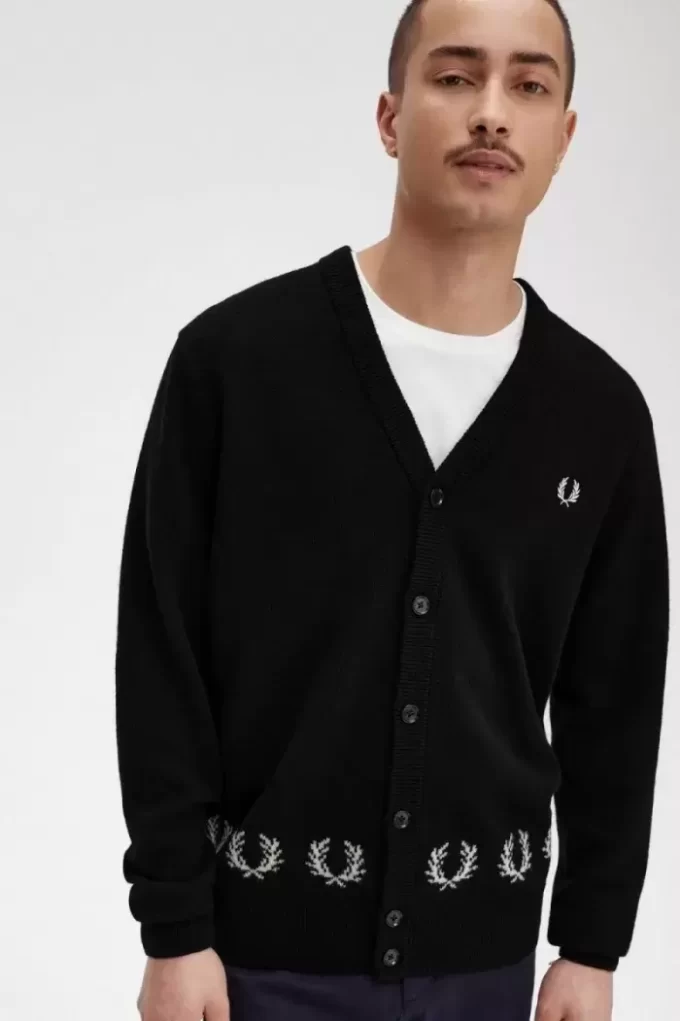 Cardigan pour homme avec bordure en couronne de laurier