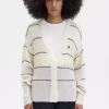 Cardigan rayé en maille ajourée pour femme