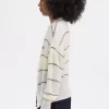 Cardigan rayé en maille ajourée pour femme