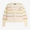 Cardigan rayé en maille ajourée pour femme