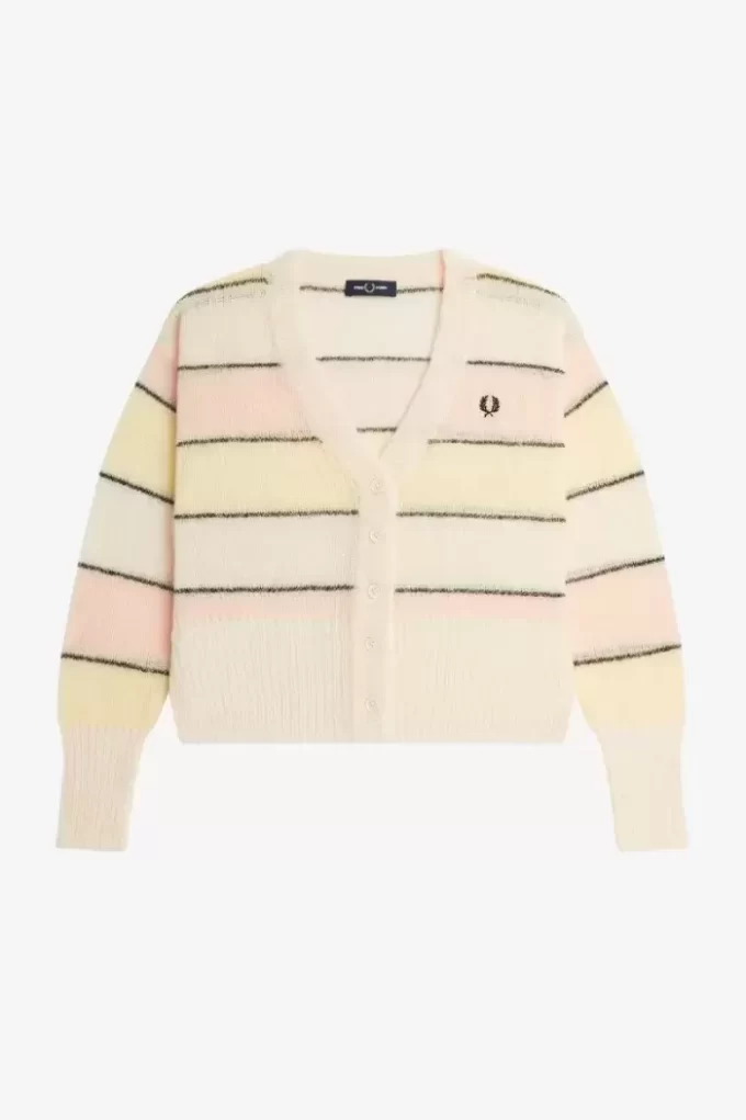 Cardigan rayé en maille ajourée pour femme