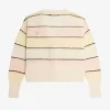 Cardigan rayé en maille ajourée pour femme