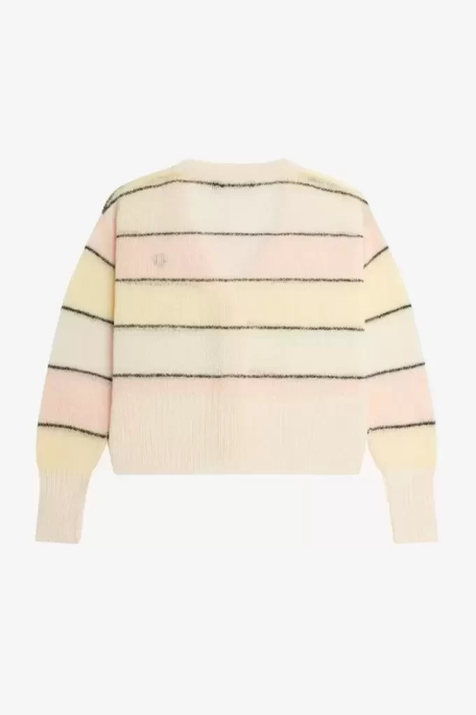 Cardigan rayé en maille ajourée pour femme