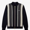 Cardigan rayé zippé en maille
