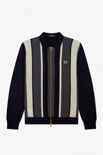 Cardigan rayé zippé en maille