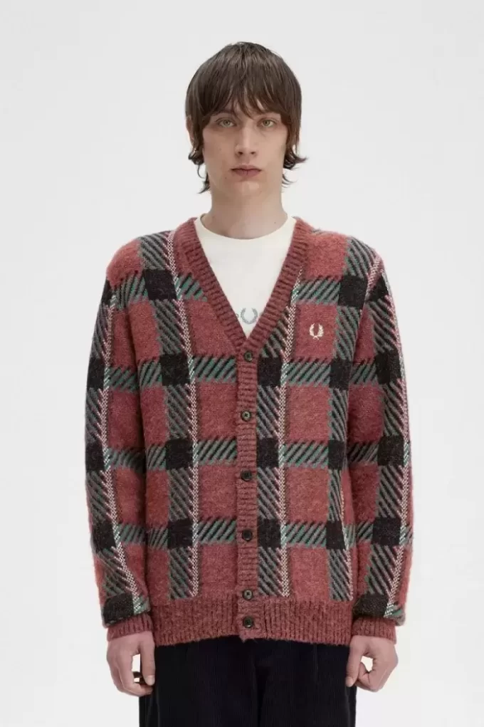 Cardigan tartan à motif Glitch pour homme