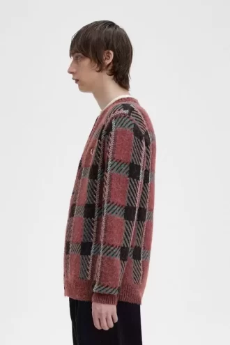 Cardigan tartan à motif Glitch pour homme