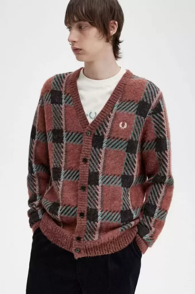 Cardigan tartan à motif Glitch pour homme