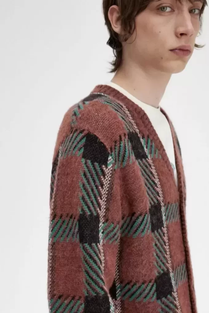 Cardigan tartan à motif Glitch pour homme