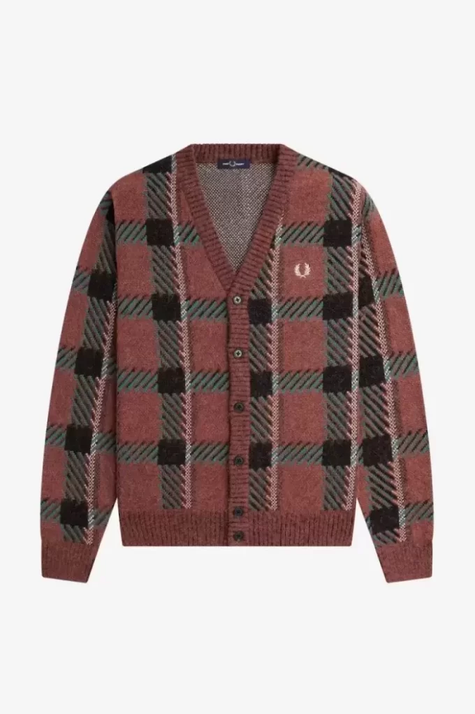 Cardigan tartan à motif Glitch pour homme