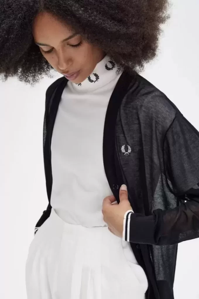 Cardigan transparent à col en V pour femme