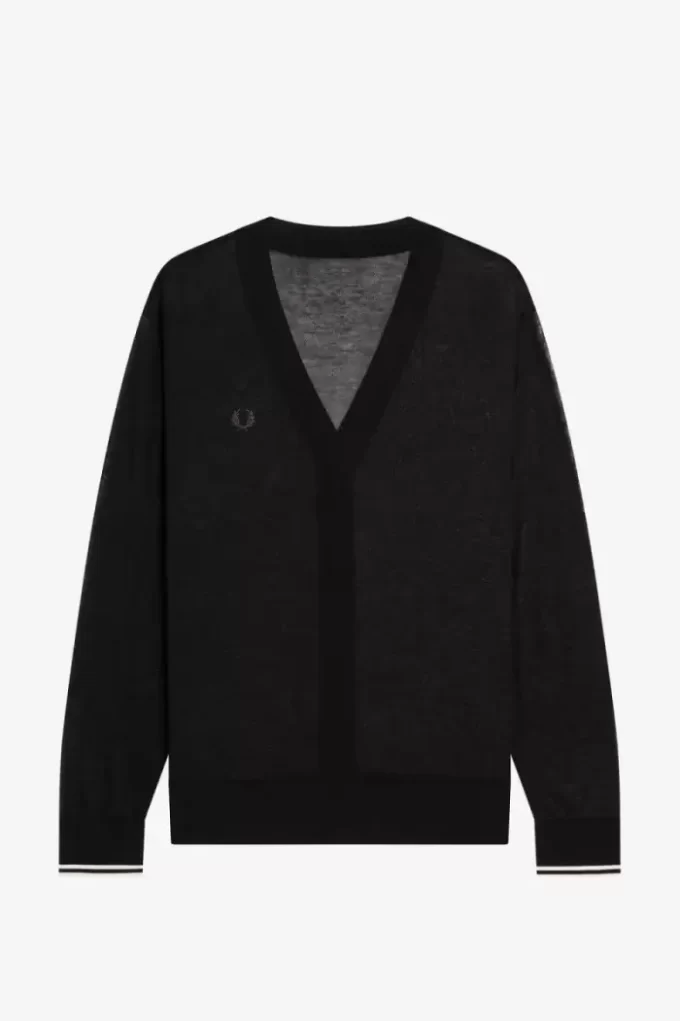 Cardigan transparent à col en V pour femme