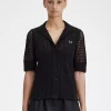 Chemise boutonnée en maille ajourée pour femme