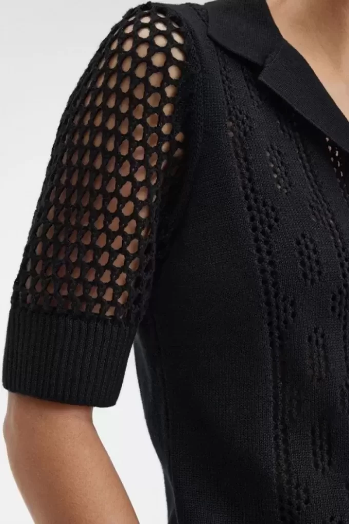 Chemise boutonnée en maille ajourée pour femme