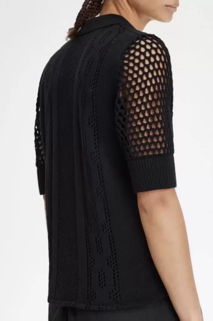 Chemise boutonnée en maille ajourée pour femme