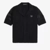 Chemise boutonnée en maille ajourée pour femme