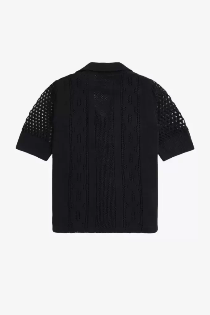 Chemise boutonnée en maille ajourée pour femme