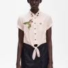 Chemise brodée à nouer sur le devant pour femme
