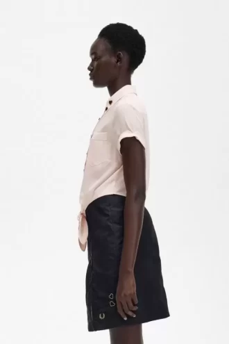 Chemise brodée à nouer sur le devant pour femme