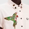 Chemise brodée à nouer sur le devant pour femme