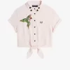 Chemise brodée à nouer sur le devant pour femme