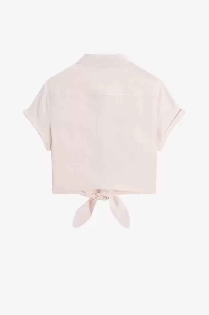 Chemise brodée à nouer sur le devant pour femme