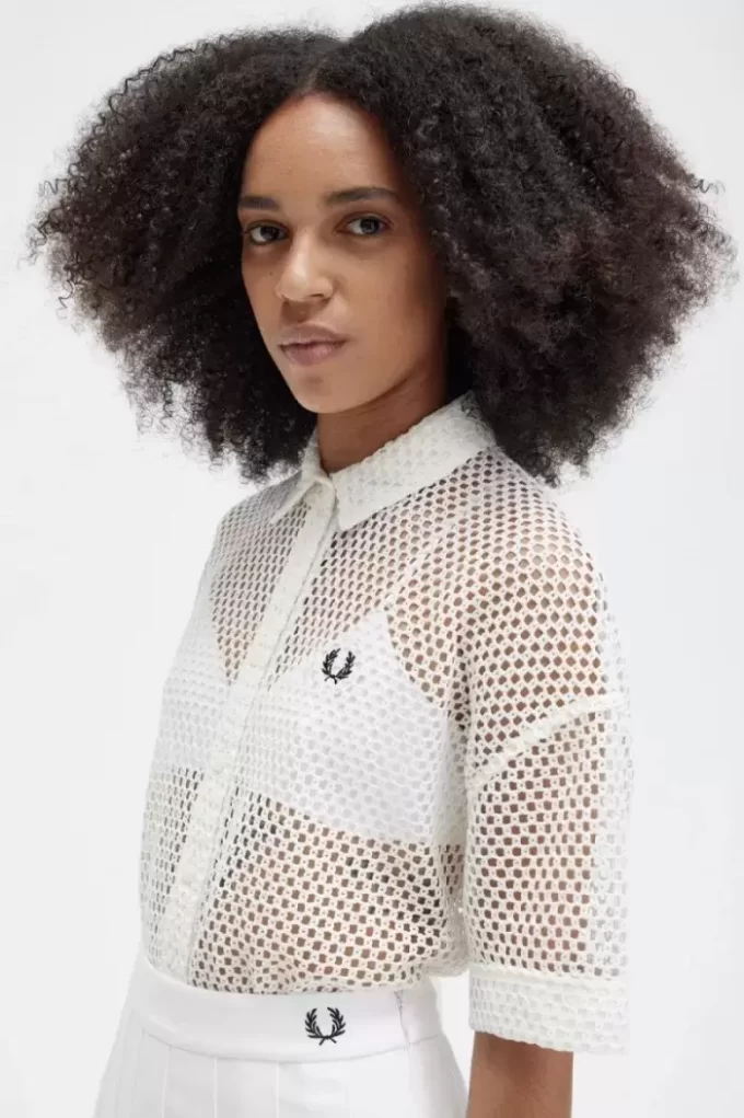 Chemise femme en maille ajourée