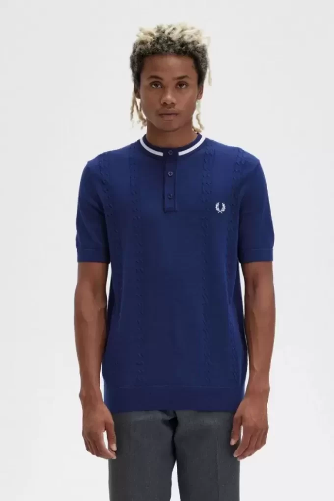 Chemise Henley en maille torsadée pour homme