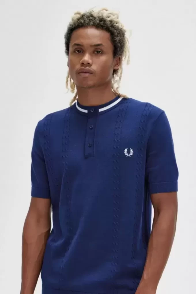 Chemise Henley en maille torsadée pour homme