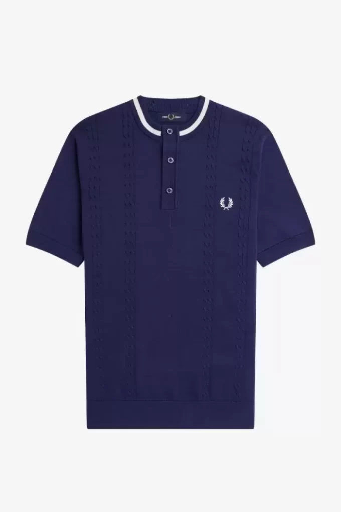 Chemise Henley en maille torsadée pour homme